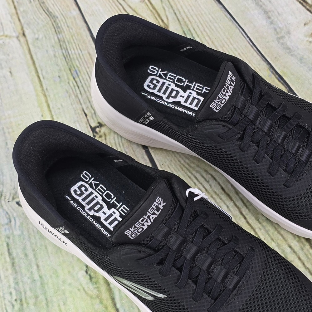 Skechers GoWalk Flex Hands Free Slip-Ins Women 9 Black White Mesh Sneaker 124836 - Picture 7 of 12
